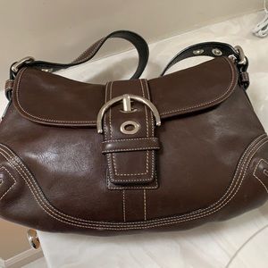 F10192 Coach Hobo brown genuine leather purse